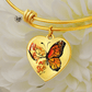 Always By My Side Monarch Butterfly Bangle Custom Heart Pendant Gold Bangle No 