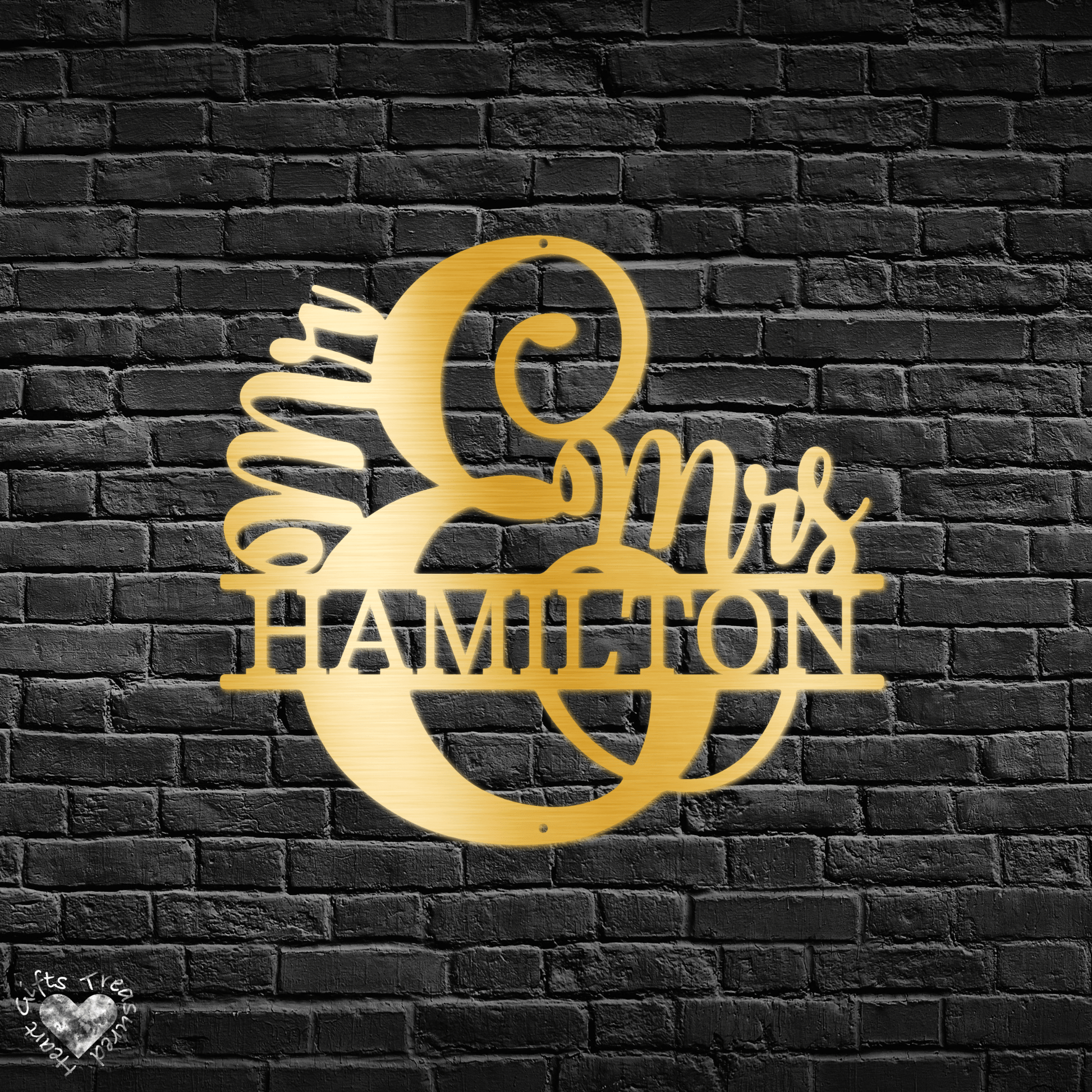 Mr and Mrs Custom Name Sign custom Gold 12" 