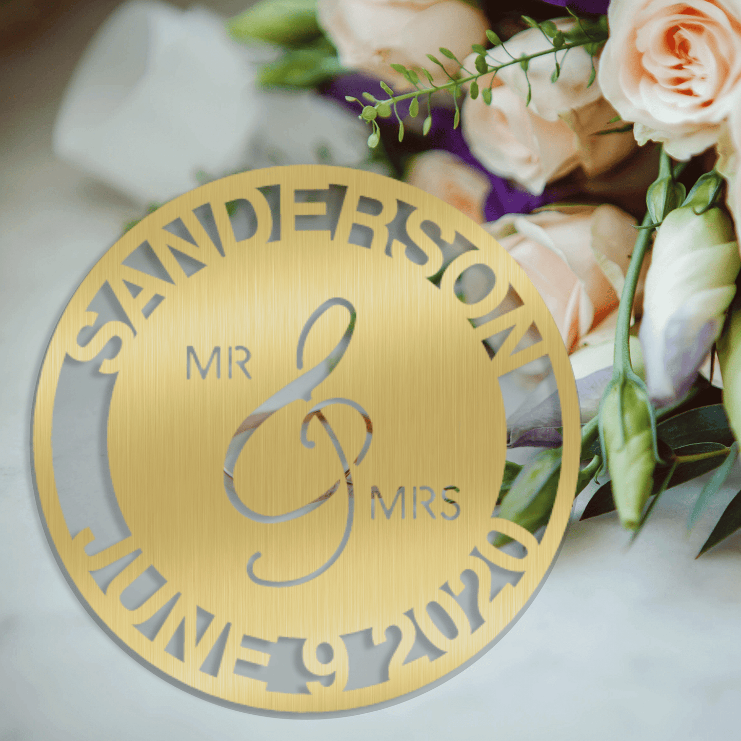 Mr. and Mrs. Name Sign custom Gold 12" 