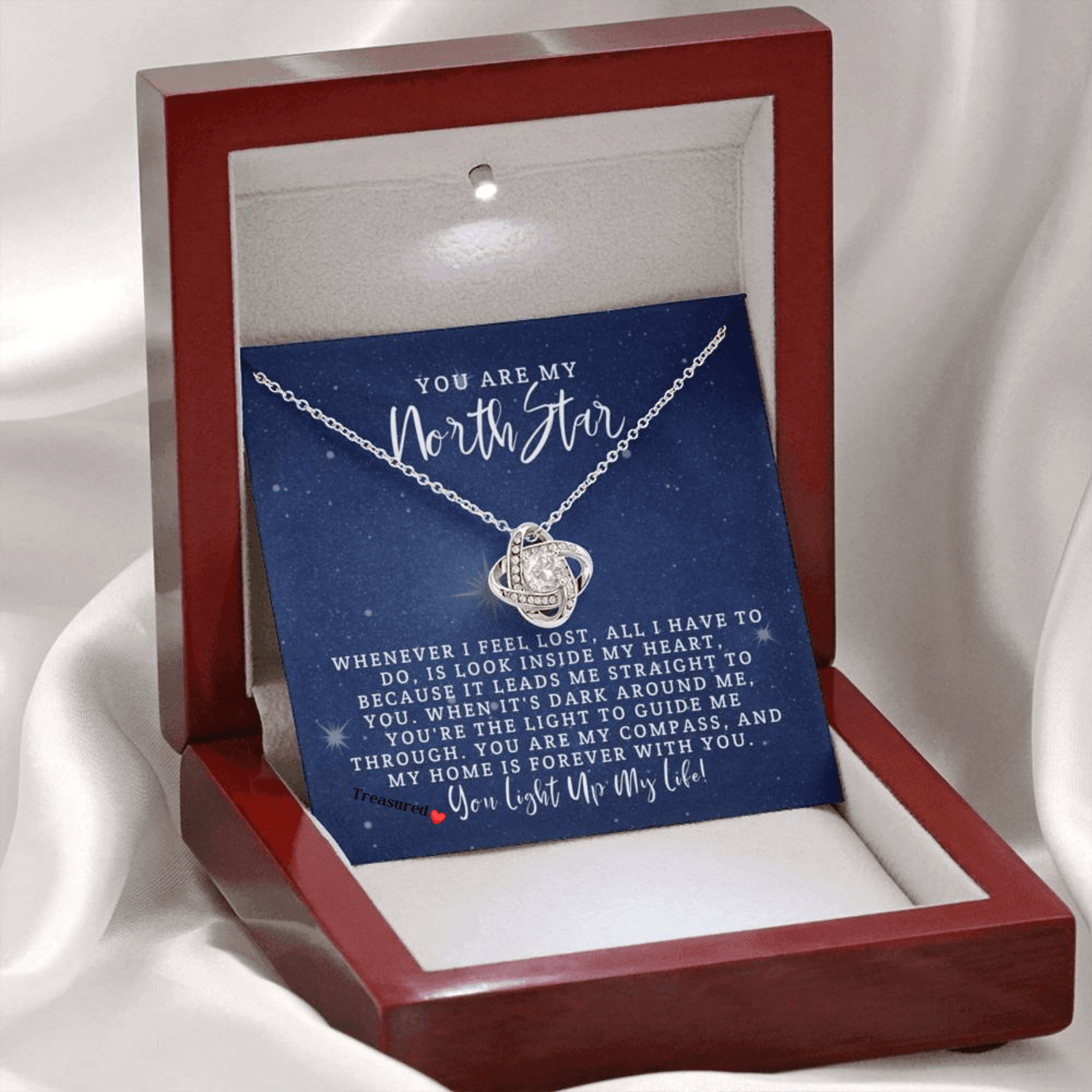North Star Necklace Jewelry Mahogany Style Luxury Box 