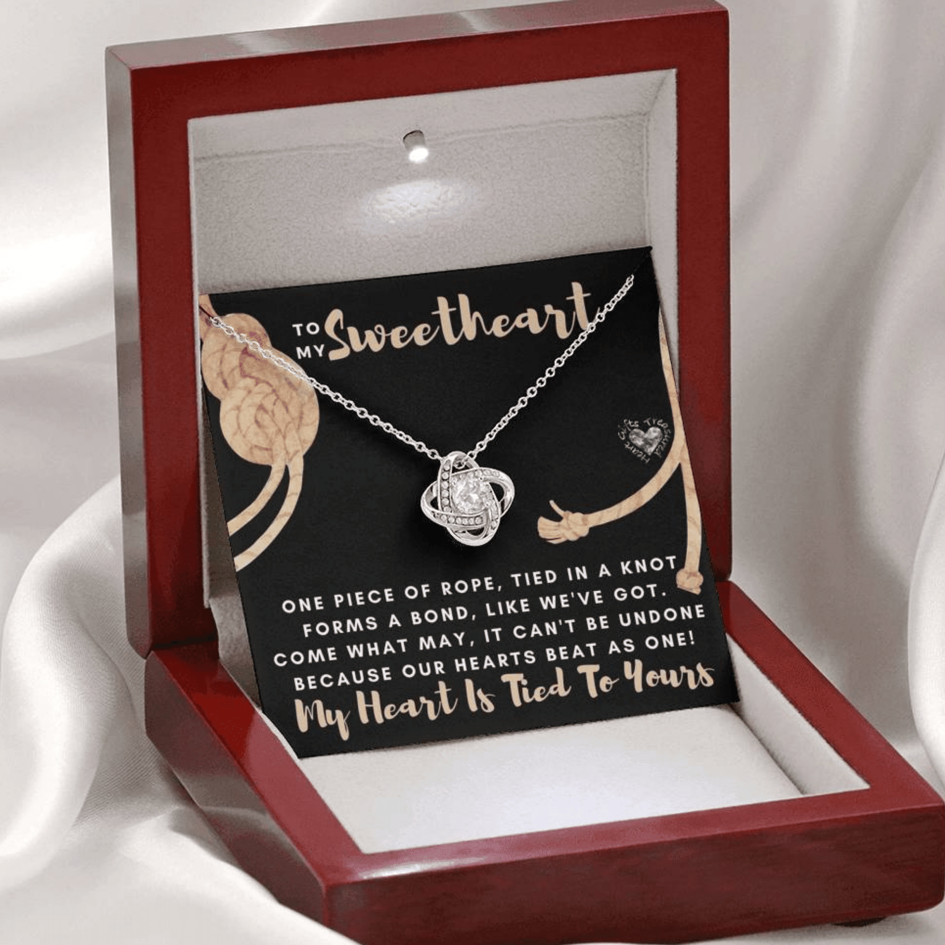 Sweetheart - Our Bond - Love Knot Necklace 100C21 Jewelry Light Up Luxury Box 
