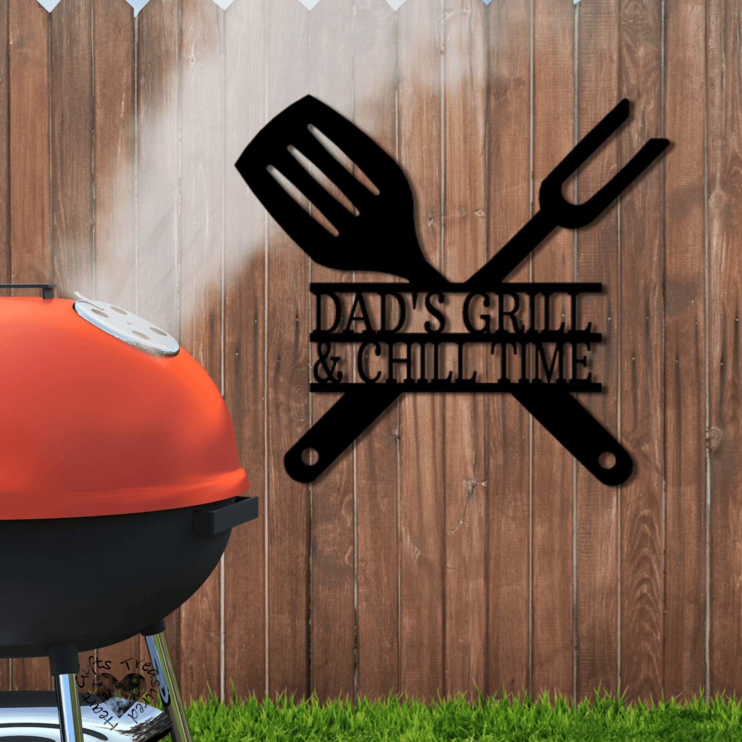 Backyard Bar And Grill Personalized Metal Sign custom Black 12" 