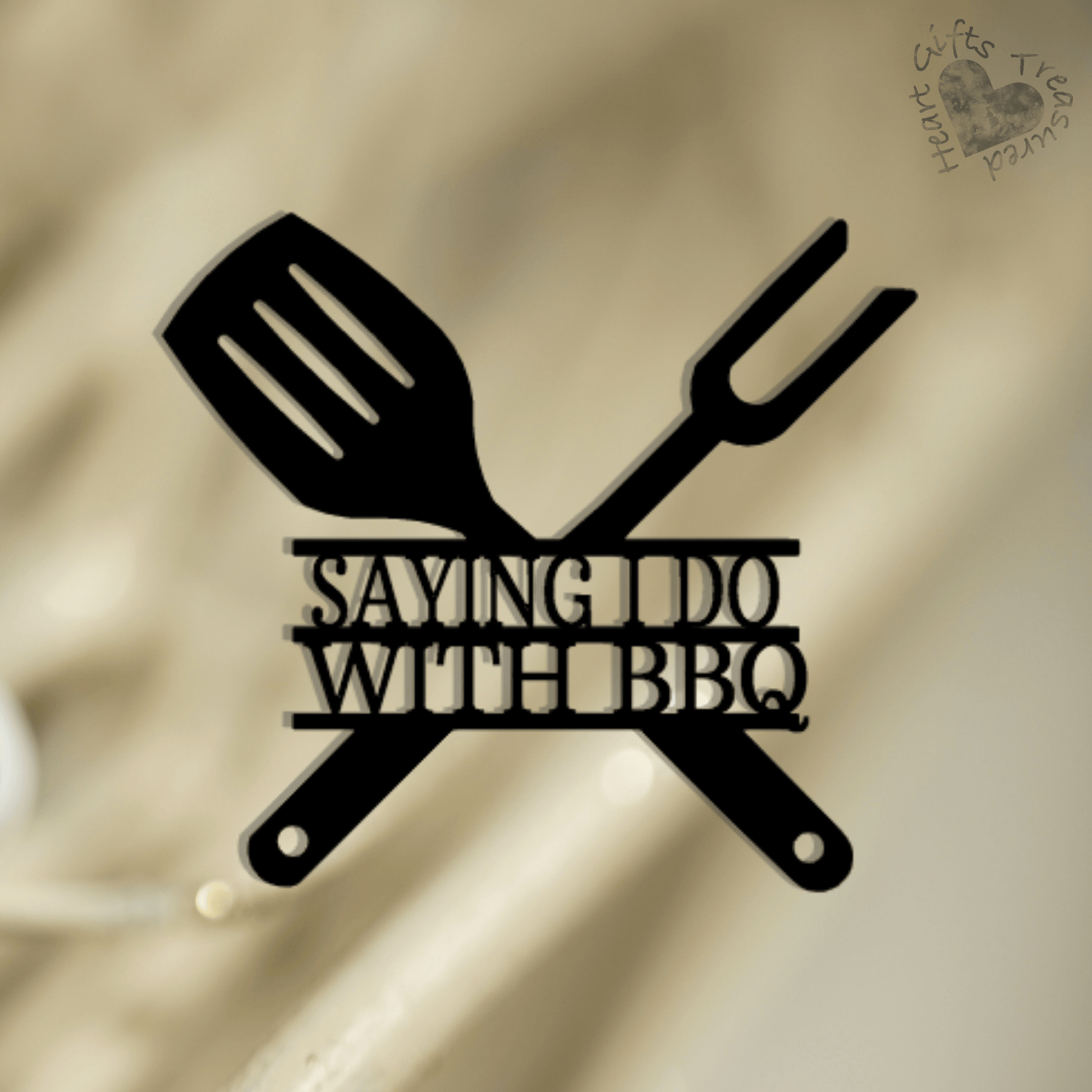 I Do BBQ Wedding Custom Sign Metal Black 12" 