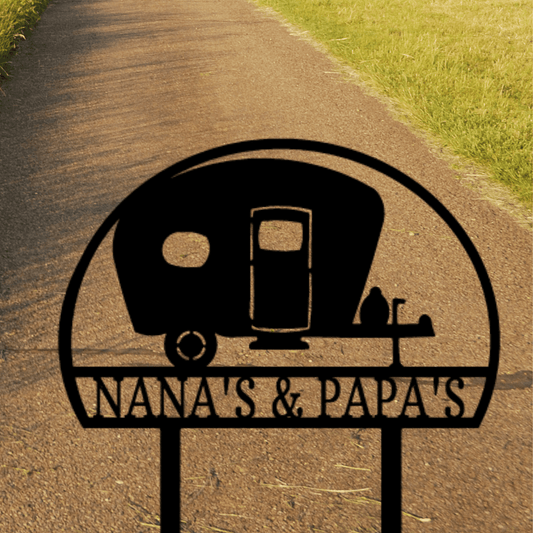 Camper Yard Monogram - Steel Sign custom Black 12" 