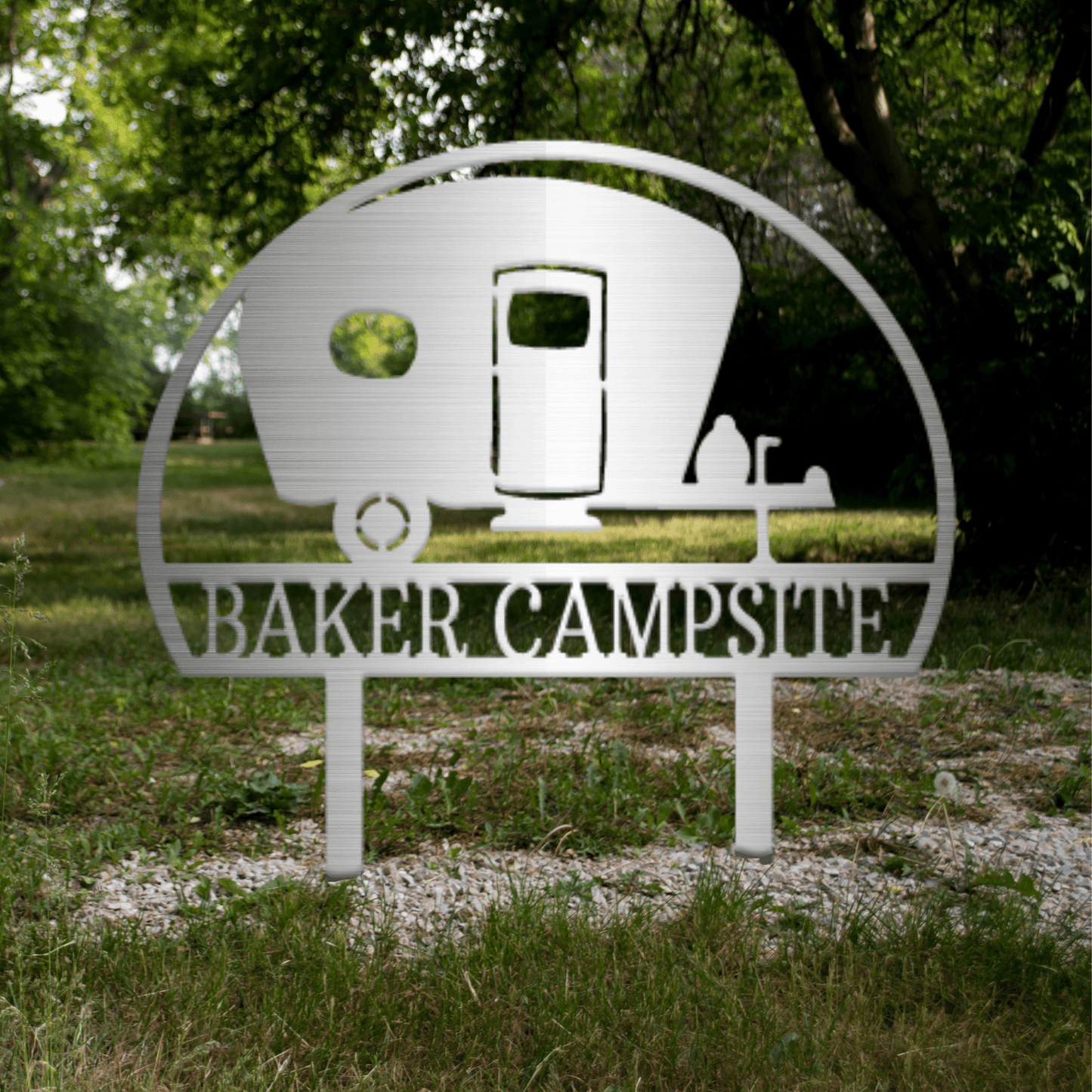 Camper Yard Monogram - Steel Sign custom Silver 12" 
