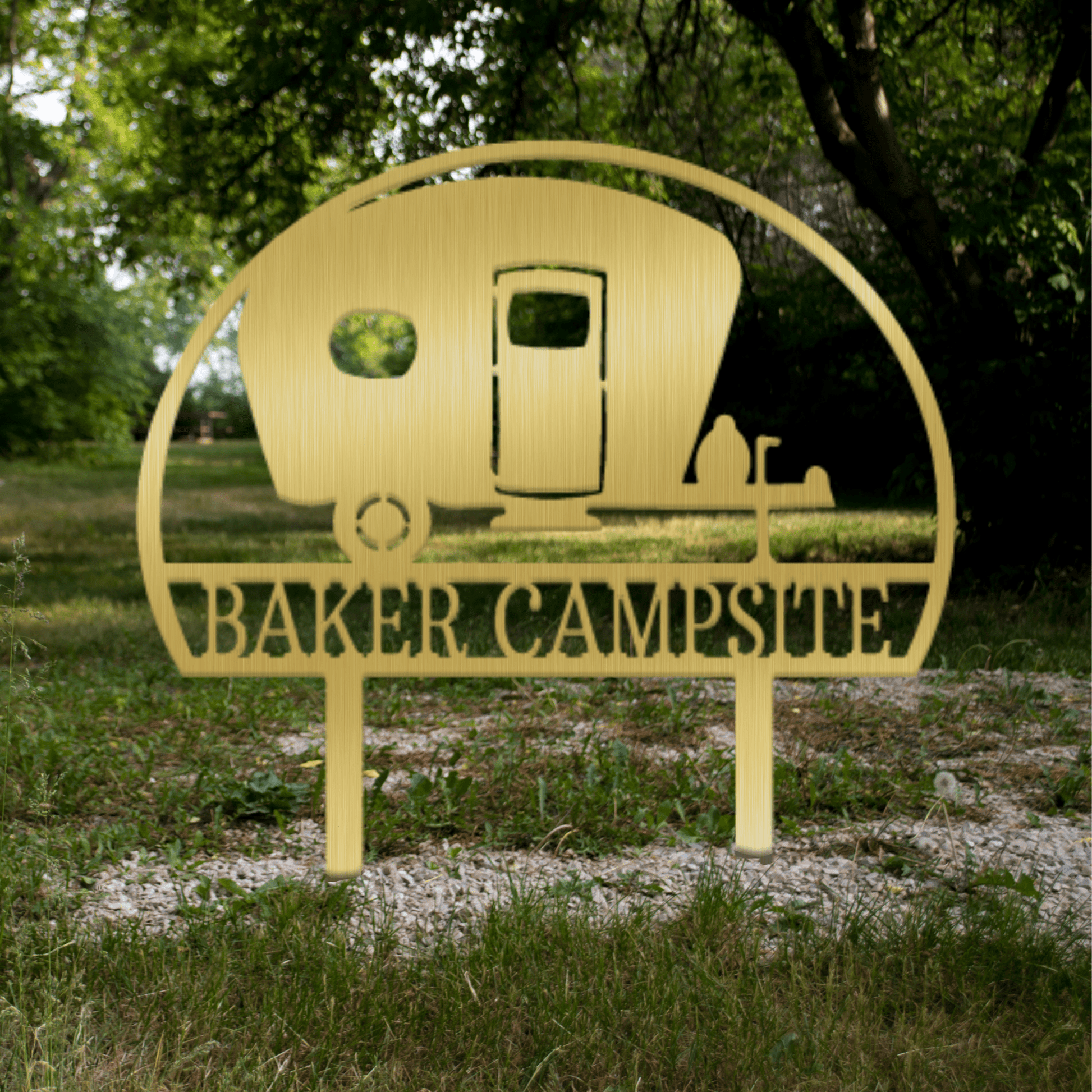 Camper Yard Monogram - Steel Sign custom Gold 12" 