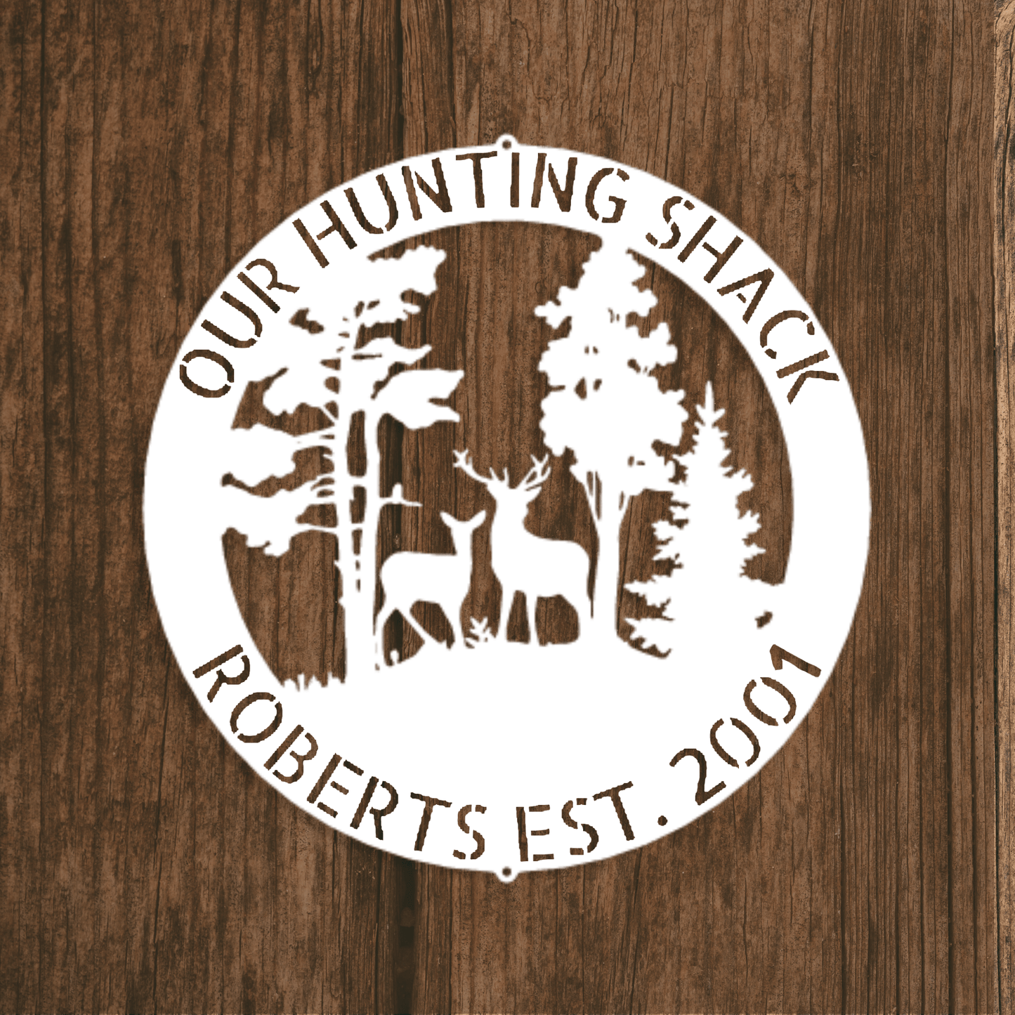 Deer Scene - Steel Sign custom White 12" 