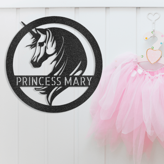 Personalized Unicorn Sign custom Black 12" 