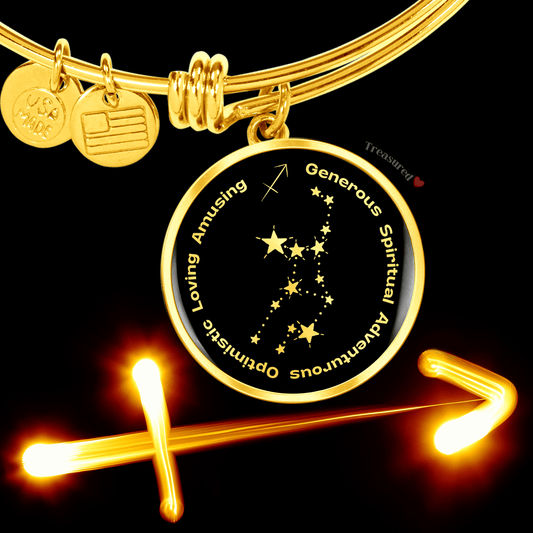 Sagittarius - Personalized Zodiac Bangle Jewelry Luxury Bangle (Gold) No 