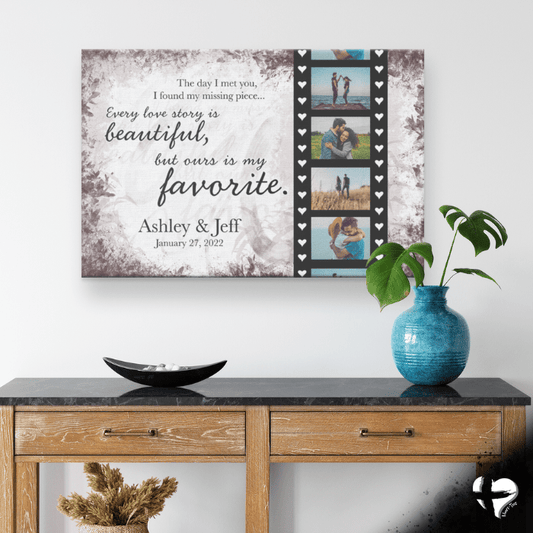 Ours Is My Favorite Love Story - Personalized Photos Canvas Art THG#292CW Wall Art 