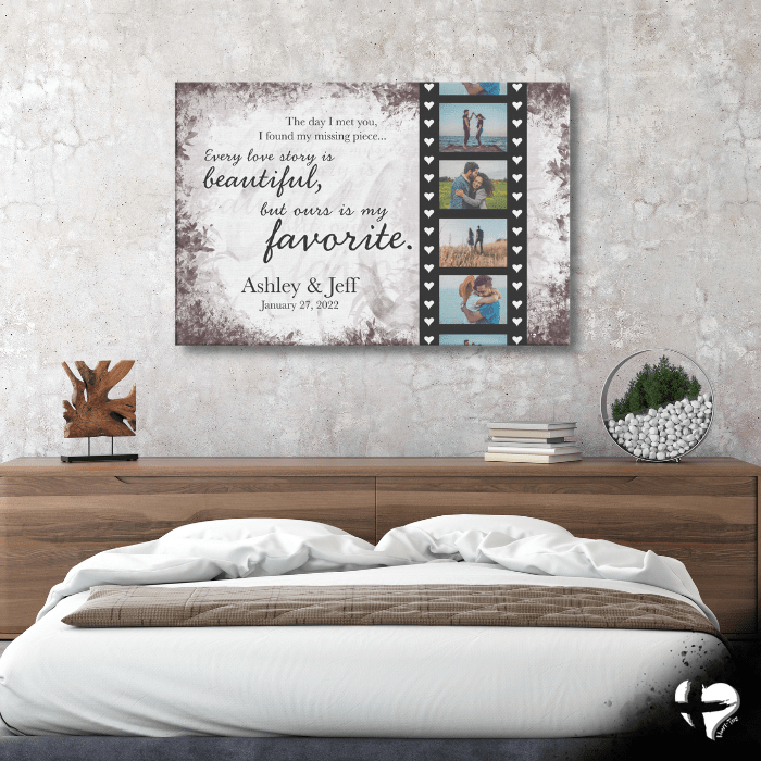 Ours Is My Favorite Love Story - Personalized Photos Canvas Art THG#292CW Wall Art 