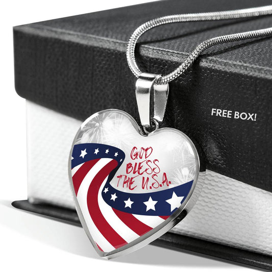 God Bless The USA Jewelry Luxury Necklace (Silver) No 