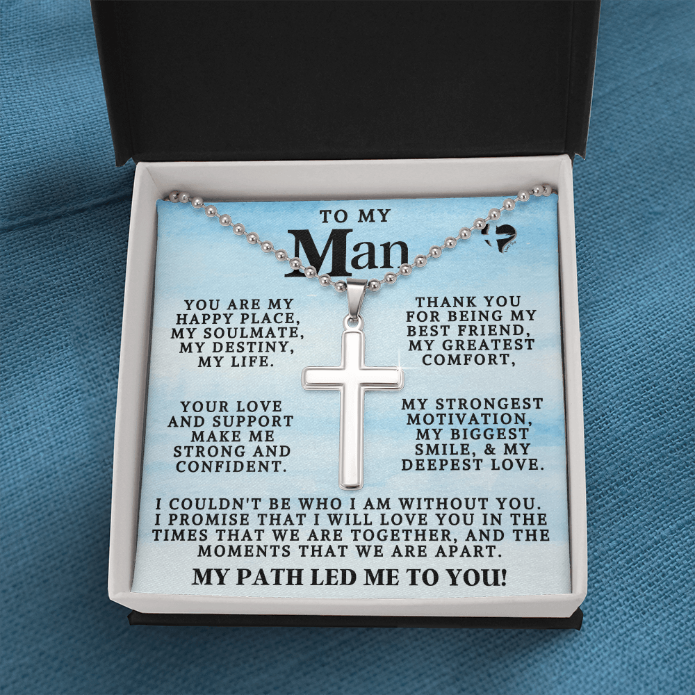 My Man - My Happy Place - Cross Ball Chain Jewelry 