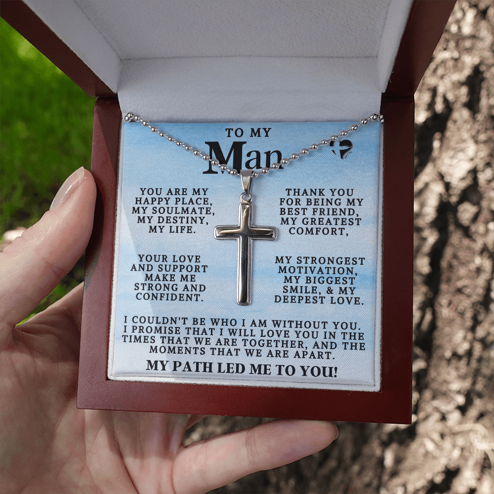 My Man - My Happy Place - Cross Ball Chain Jewelry 