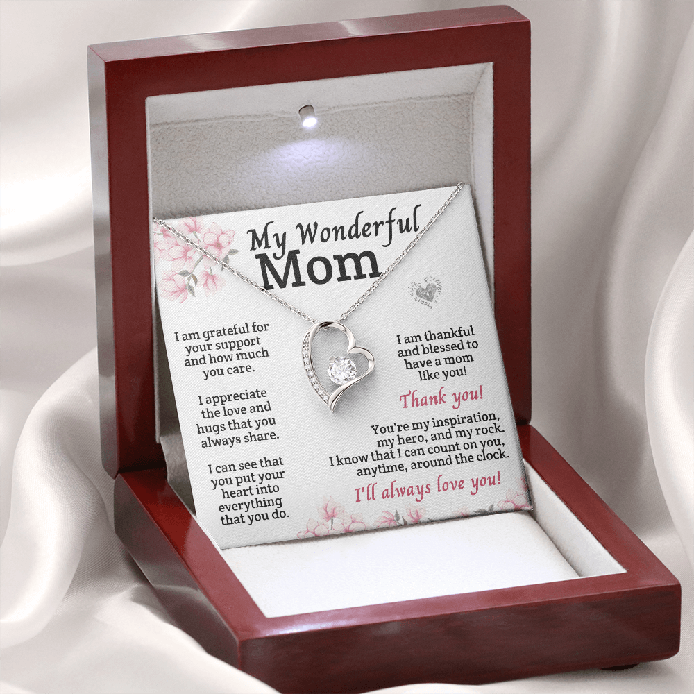 Wonderful Mom Heart Pendant Custom 14k White Gold Finish Luxury Box 