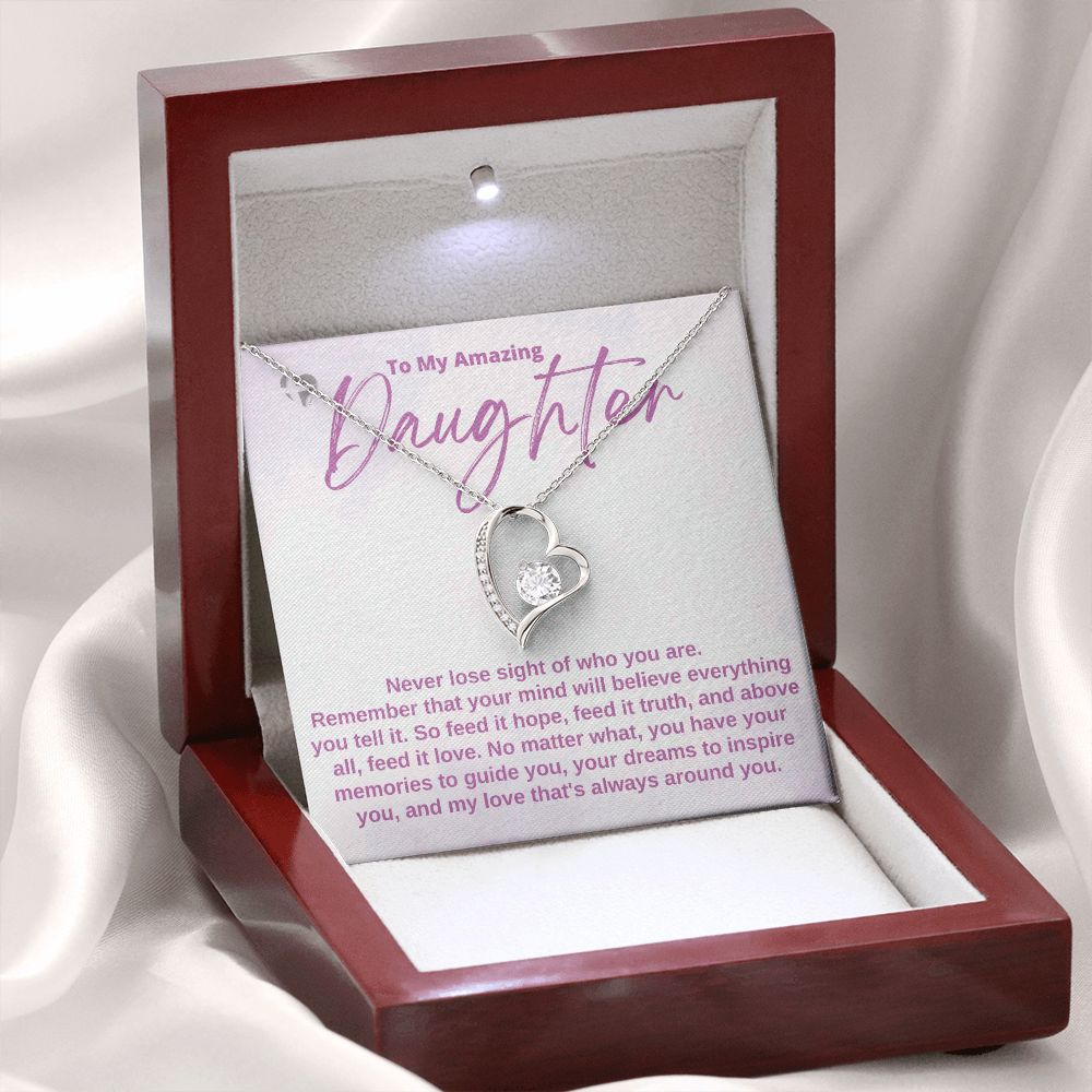 Daughter - Hope Truth & Love - Heart Necklace HGF#182FL Jewelry 14k White Gold Finish Luxury Box 