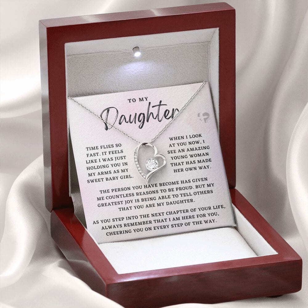 Daughter - Graduation Heart Necklace - HGF#262 Jewelry 14k White Gold Finish Luxury Box 