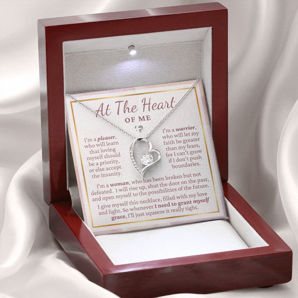 At The Heart Of Me - Self Love - Heart Necklace HGF#250FL2 Jewelry 14k White Gold Finish Luxury Box 