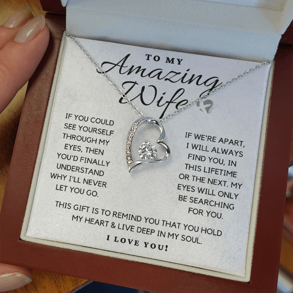 Amazing Wife - Through My Eyes - Forever Love Heart Necklace HGF#110FH Jewelry 