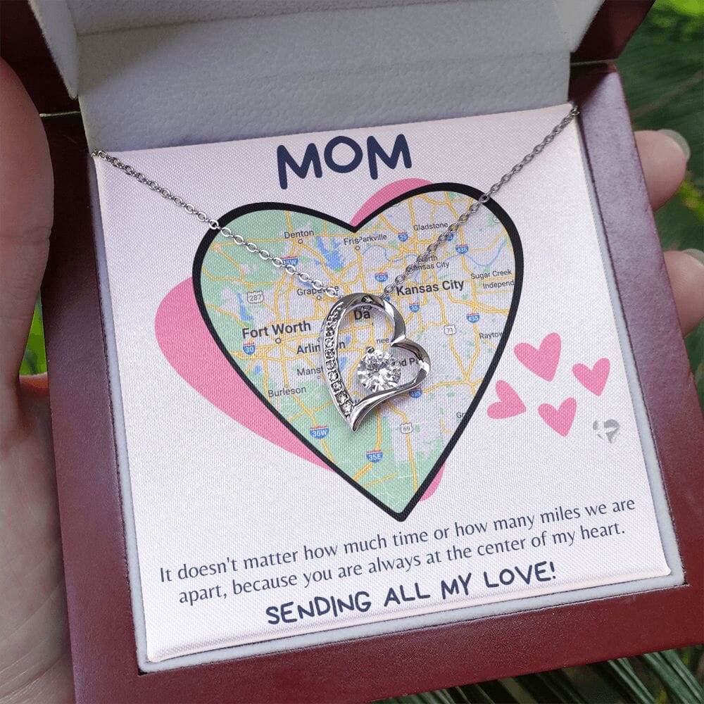 HGF#256FL Mom - Love Across The Miles Forever Love Heart Necklace Jewelry 