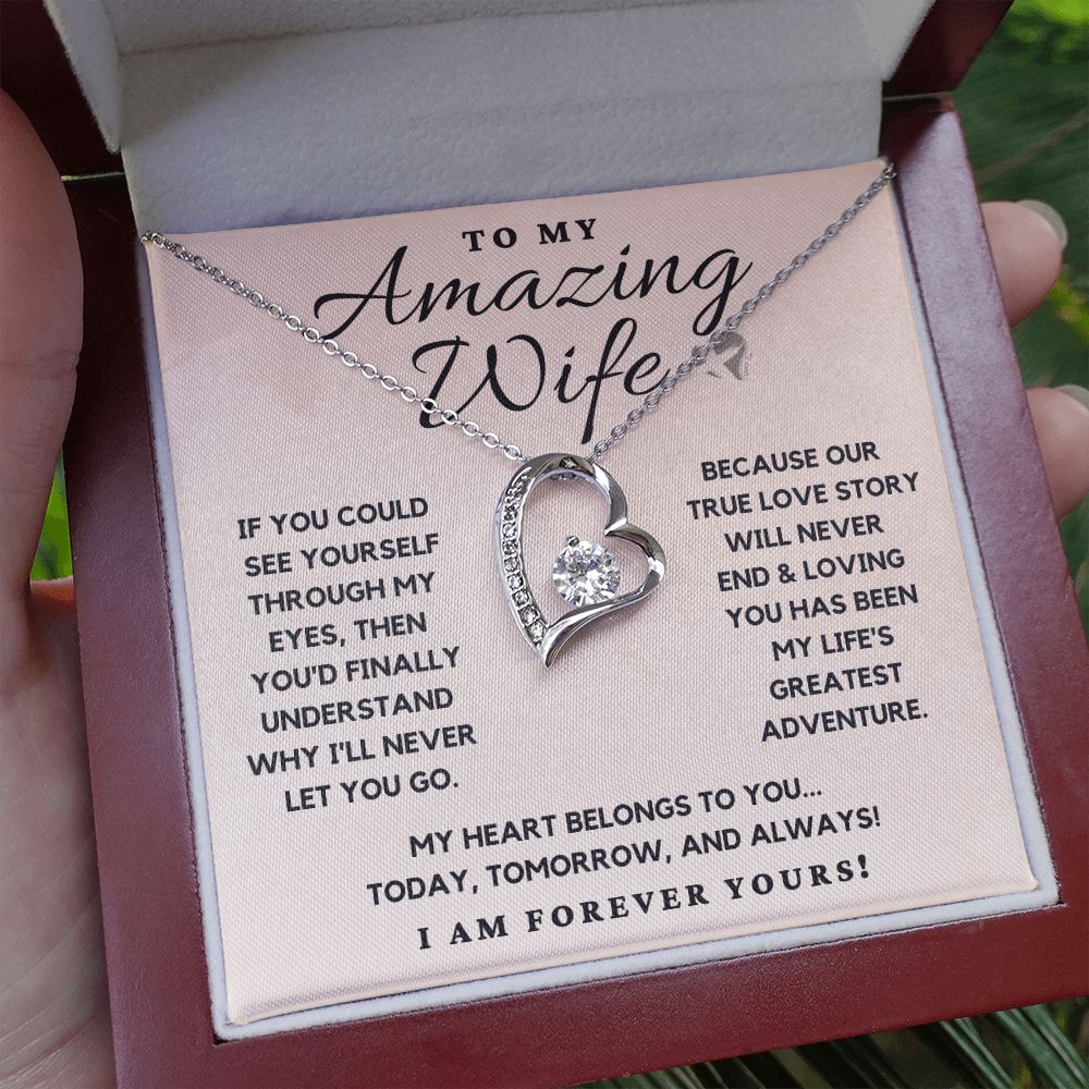 Wife - True Love Never Ends - Heart Necklace HGF#110v5b Jewelry 
