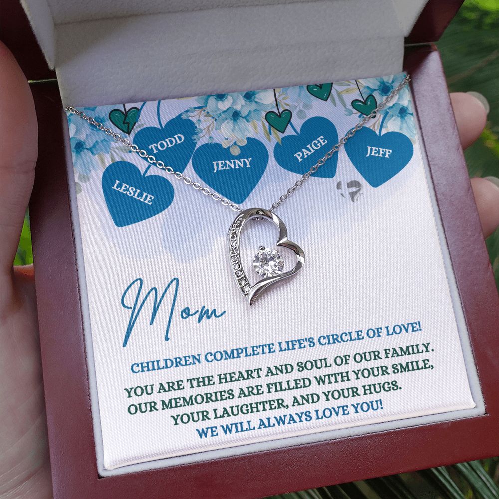 Mom's Circle of Love - Personalized - Forever Heart Necklace HGF#173LK Jewelry 