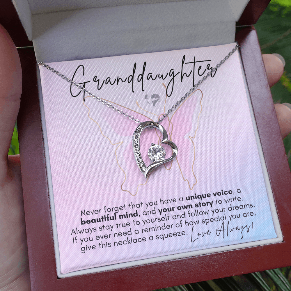 Granddaughter - Butterfly Theme - Forever Love Heart Necklace HGF#131FLb3 Jewelry 