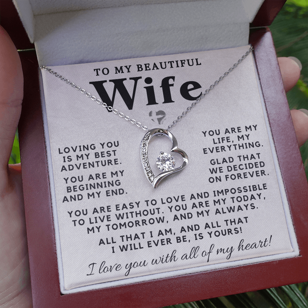 My Wife - My Life My Everything - Forever Love Heart Necklace HGF#98FL Jewelry 