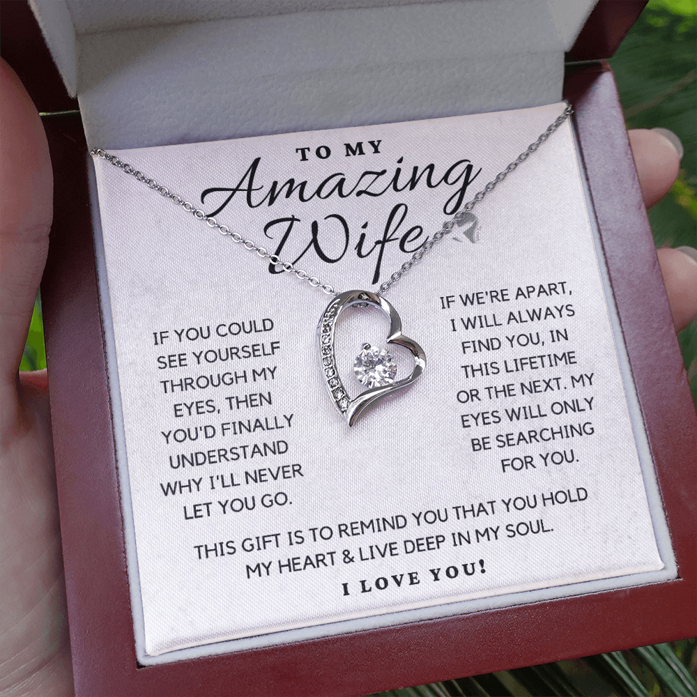 Amazing Wife - Through My Eyes - Forever Love Heart Necklace HGF#110FH Jewelry 