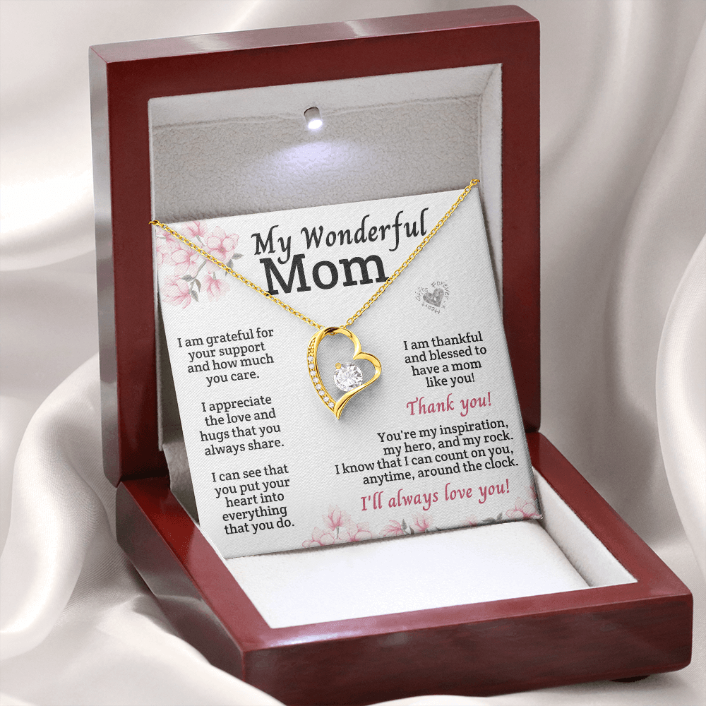 Wonderful Mom Heart Pendant Custom 18k Yellow Gold Finish Luxury Box 