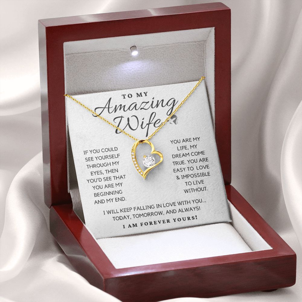Amazing Wife Forever Love Heart Necklace HGF#110v3 Jewelry 18k Yellow Gold Finish Luxury Box 