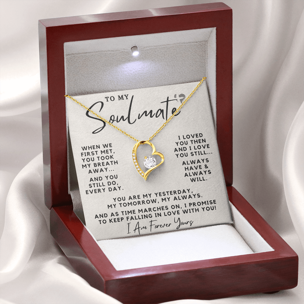 Soulmate - Always Have Always Will - Forever Love Heart Necklace HGF#100FL Jewelry 18k Yellow Gold Finish Luxury Box 