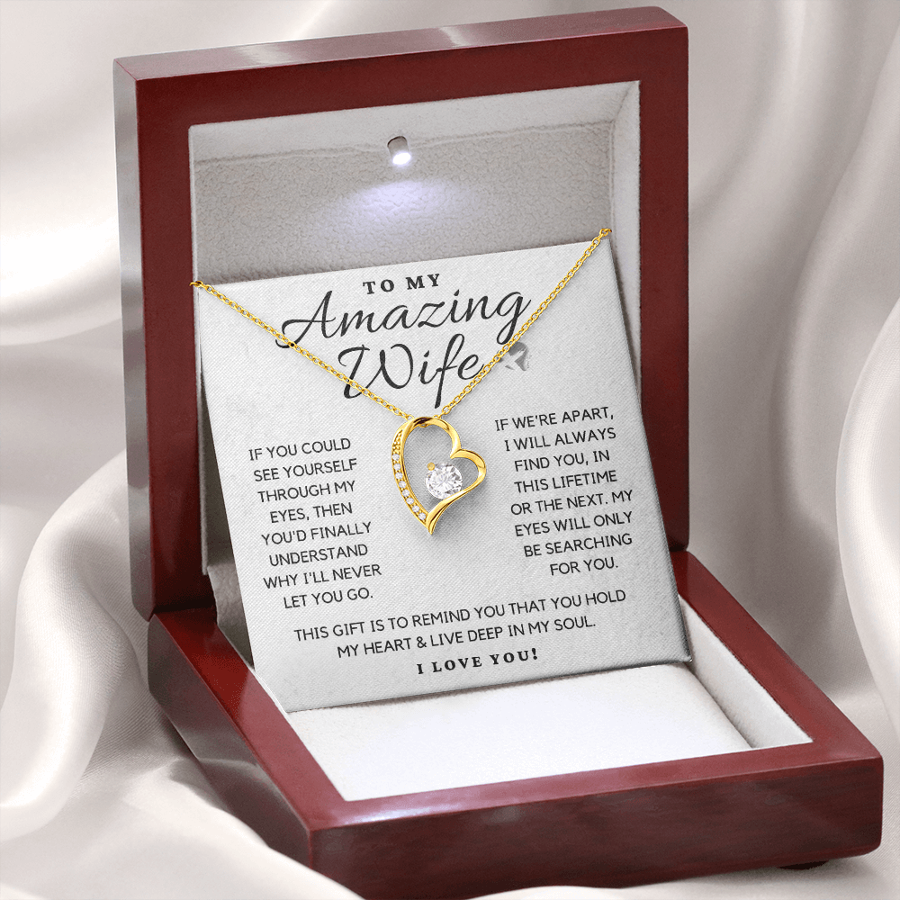 Amazing Wife - Through My Eyes - Forever Love Heart Necklace HGF#110FH Jewelry 18k Yellow Gold Finish Luxury Box 