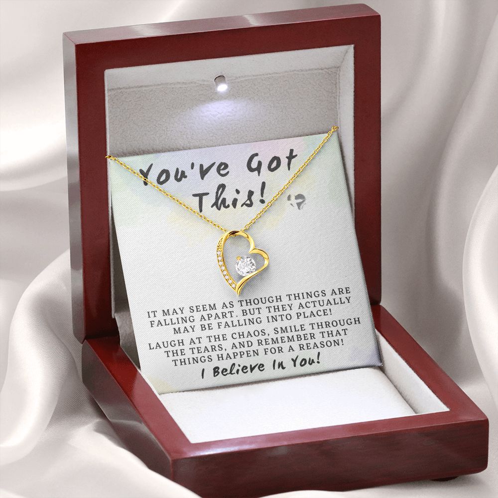 You Got This - Forever Love Heart Necklace HGF#160FL Jewelry 18k Yellow Gold Finish Luxury Box 