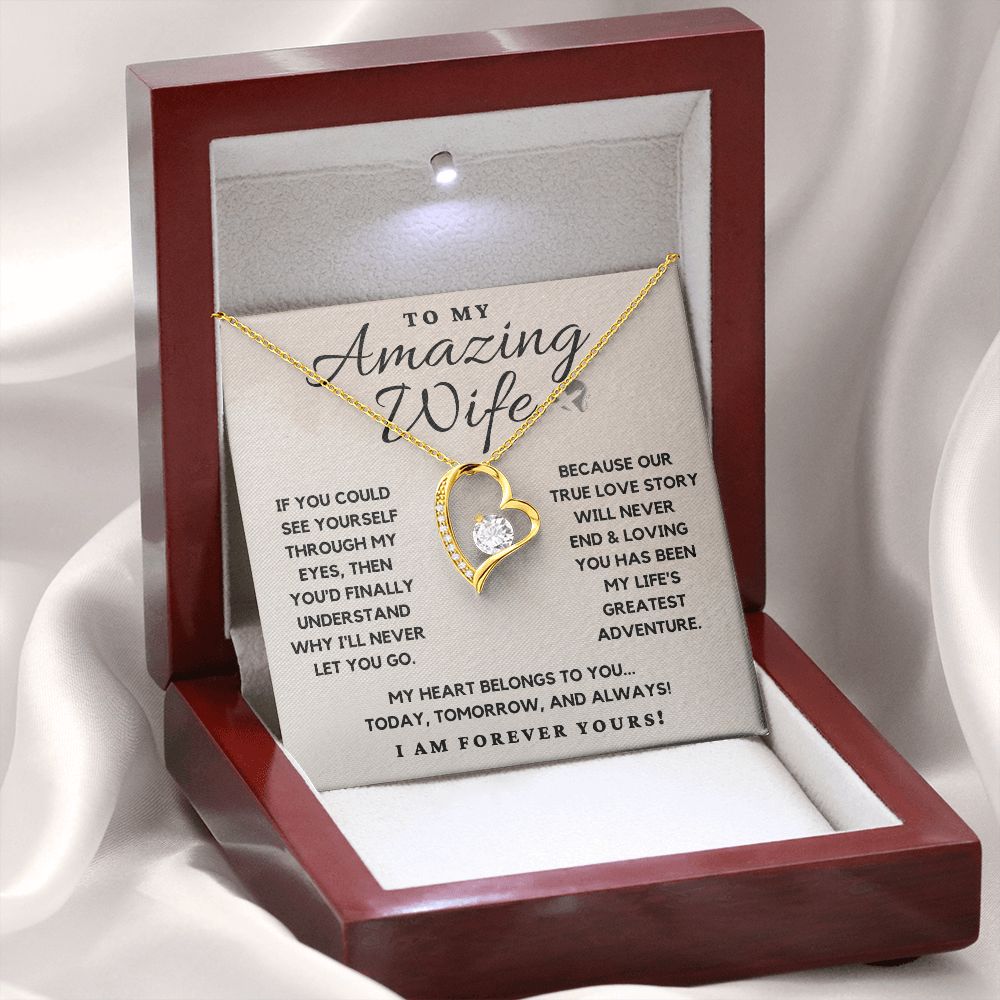 Wife - True Love Never Ends - Heart Necklace HGF#110v5b Jewelry 18k Yellow Gold Finish Luxury Box 
