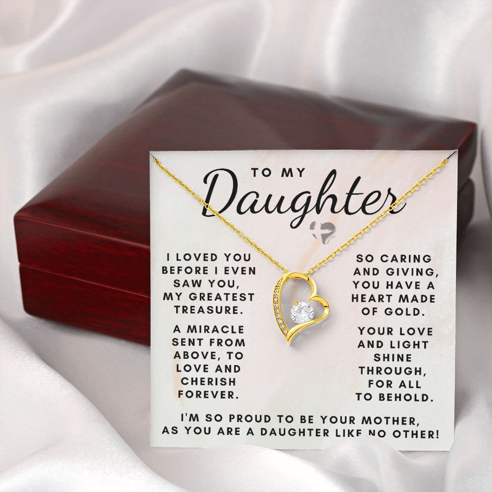 Daughter - Mom's Greatest Treasure - Forever Love Heart Necklace HGF#155FL Jewelry 