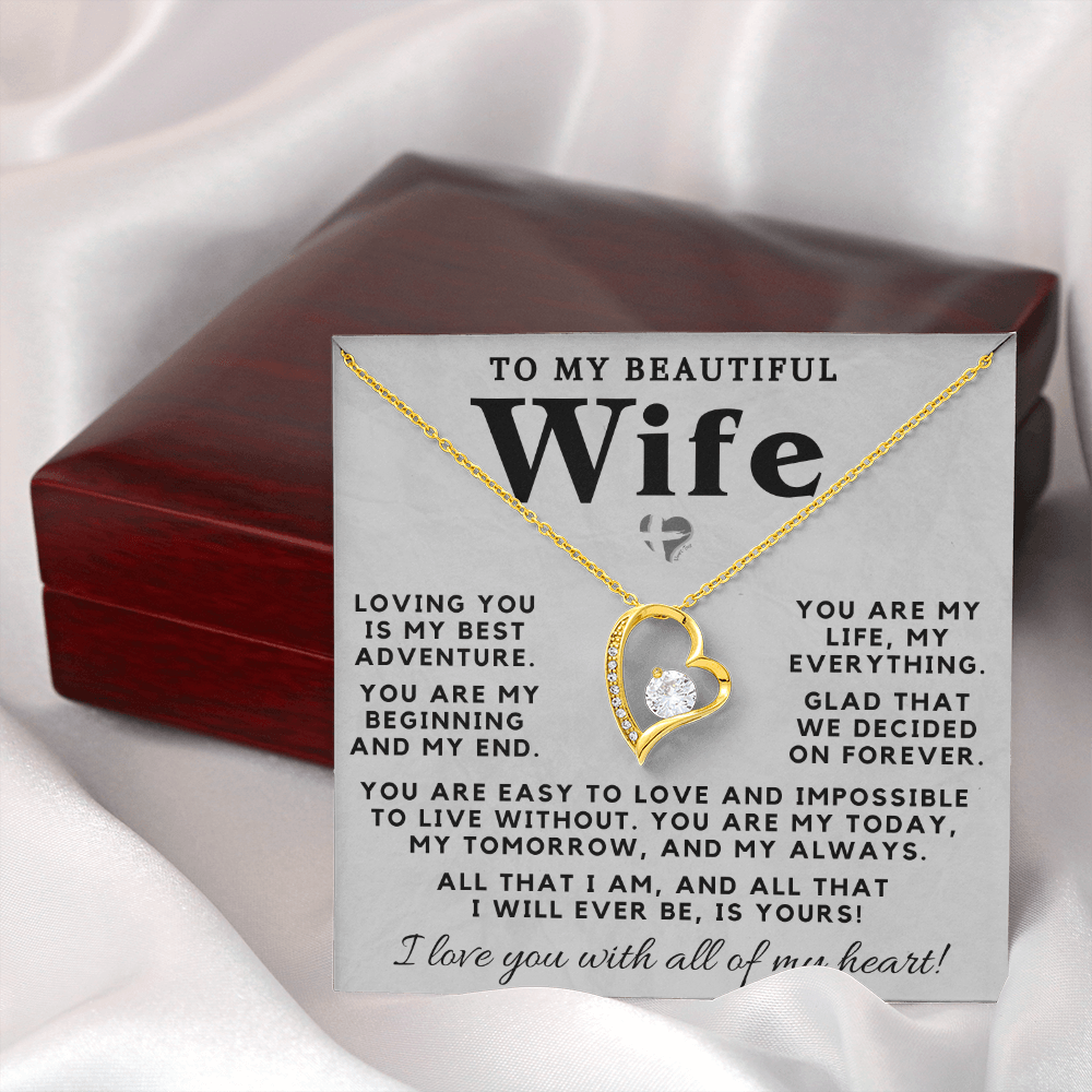 My Wife - My Life My Everything - Forever Love Heart Necklace HGF#98FL Jewelry 