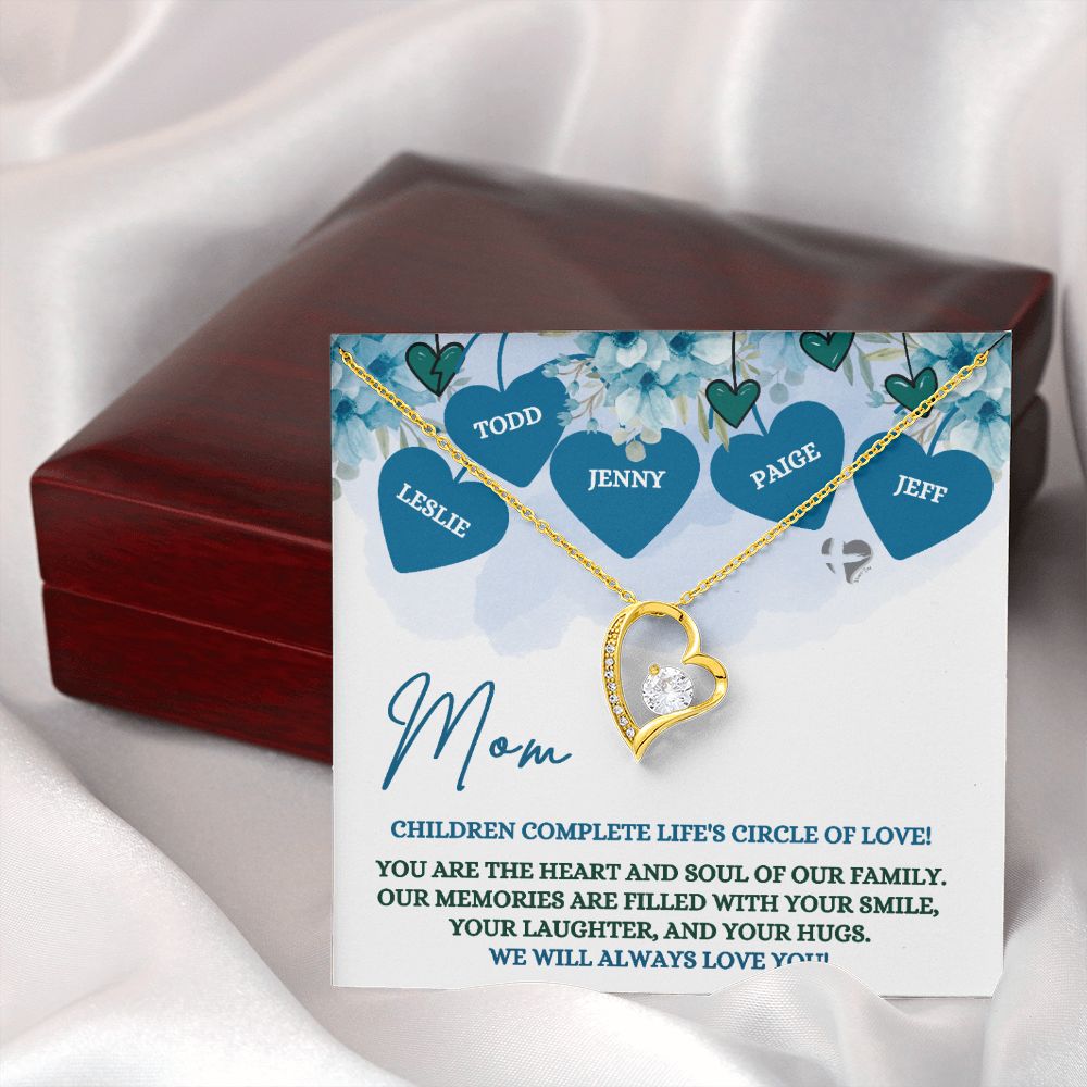 Mom's Circle of Love - Personalized - Forever Heart Necklace HGF#173LK Jewelry 