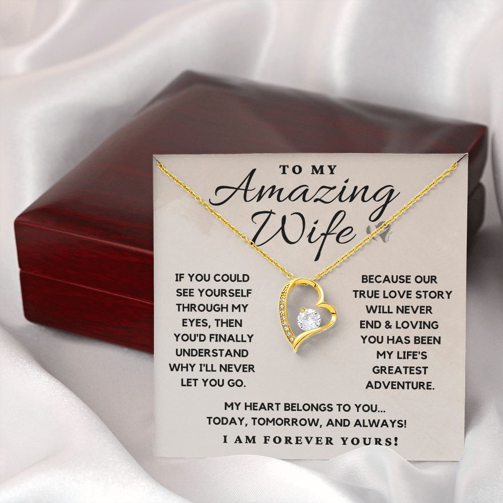Wife - True Love Never Ends - Heart Necklace HGF#110v5b Jewelry 