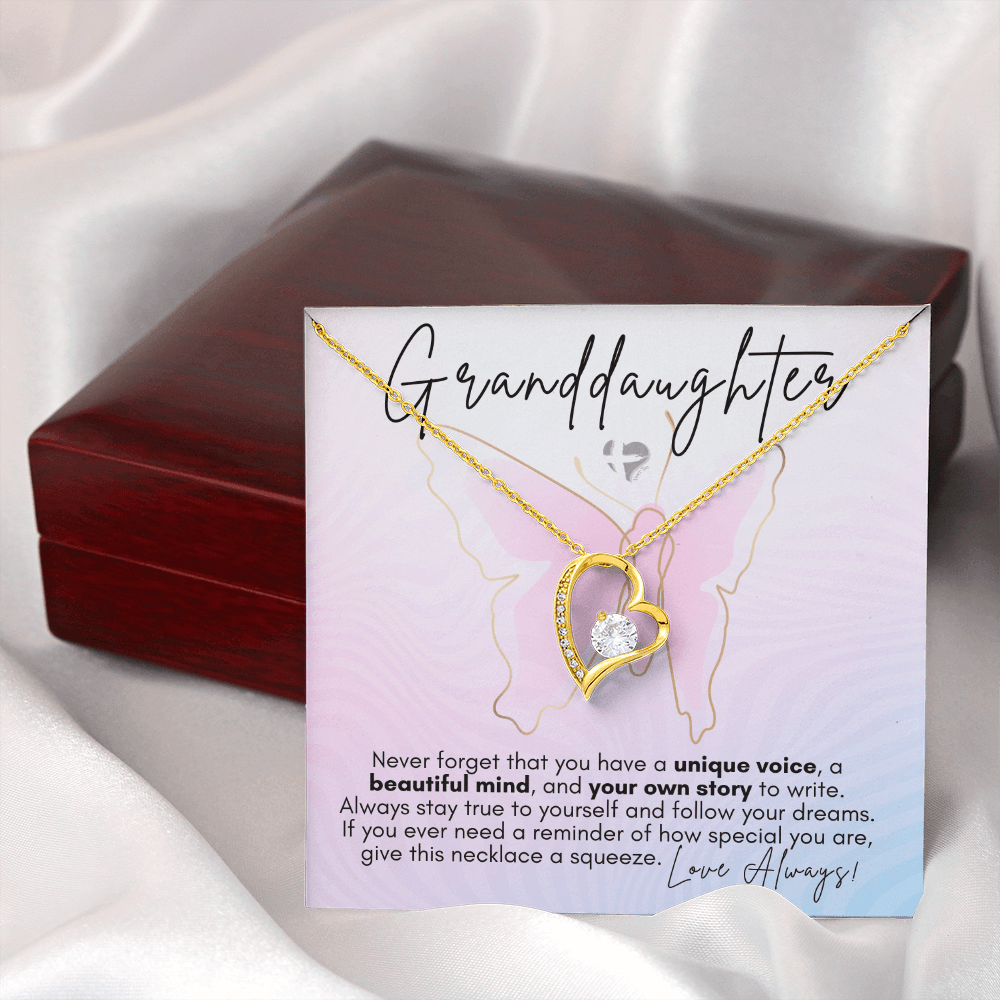 Granddaughter - Butterfly Theme - Forever Love Heart Necklace HGF#131FLb3 Jewelry 