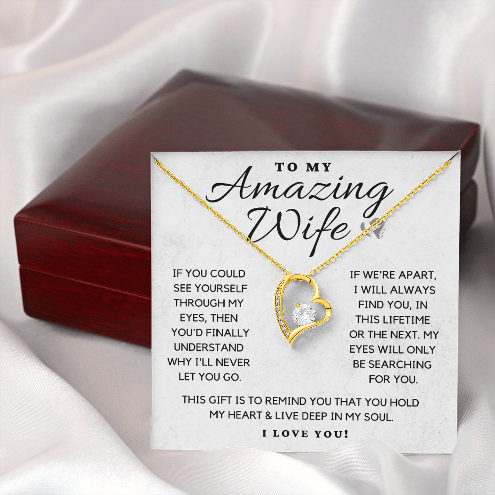 Amazing Wife - Through My Eyes - Forever Love Heart Necklace HGF#110FH Jewelry 
