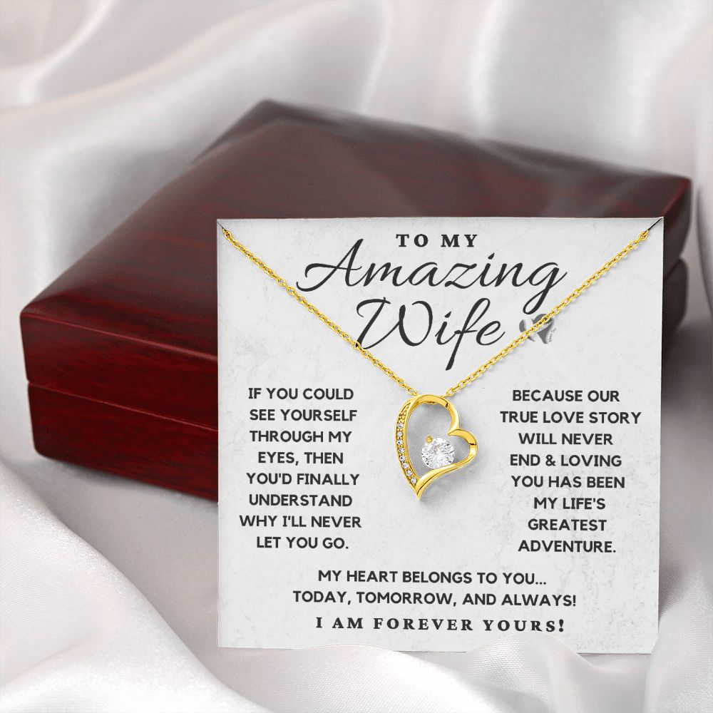 Amazing Wife - Our True Love Story - Forever Heart Necklace HGF#110v5 Jewelry 