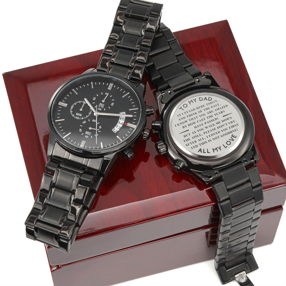 Dad - On My Wedding Day - Engraved Watch From Bride 89EW Jewelry Luxury Box 