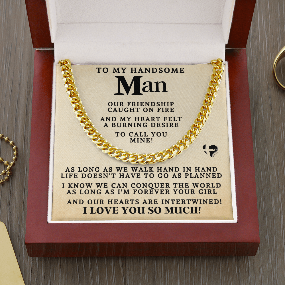 My Man Conquer The World Tan 76CCtan Cuban Chain Jewelry 