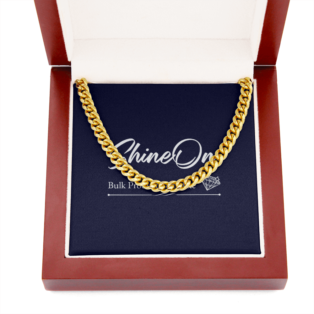 Men's Gold Cuban Link Chain Necklace In Luxury Light Up Box