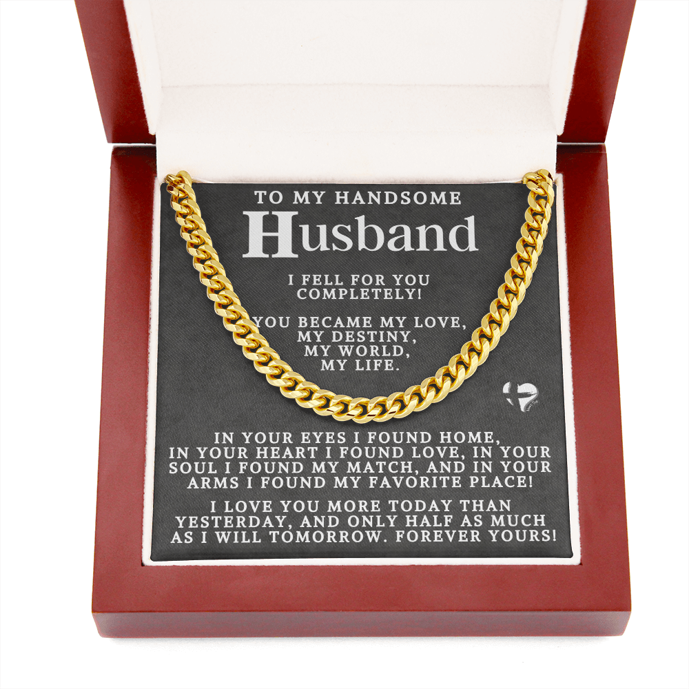 To Husband - My Love My Destiny My Life - Cuban Chain 80CCablk Jewelry Cuban Link Chain (14K Gold Over Stainless Steel) 