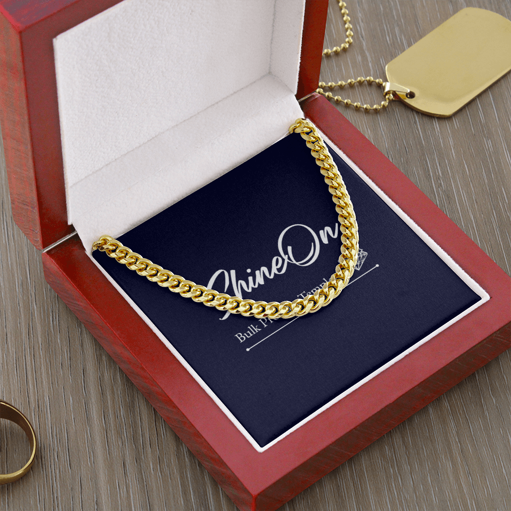 Men's Gold Cuban Link Chain Necklace In Luxury Light Up Box