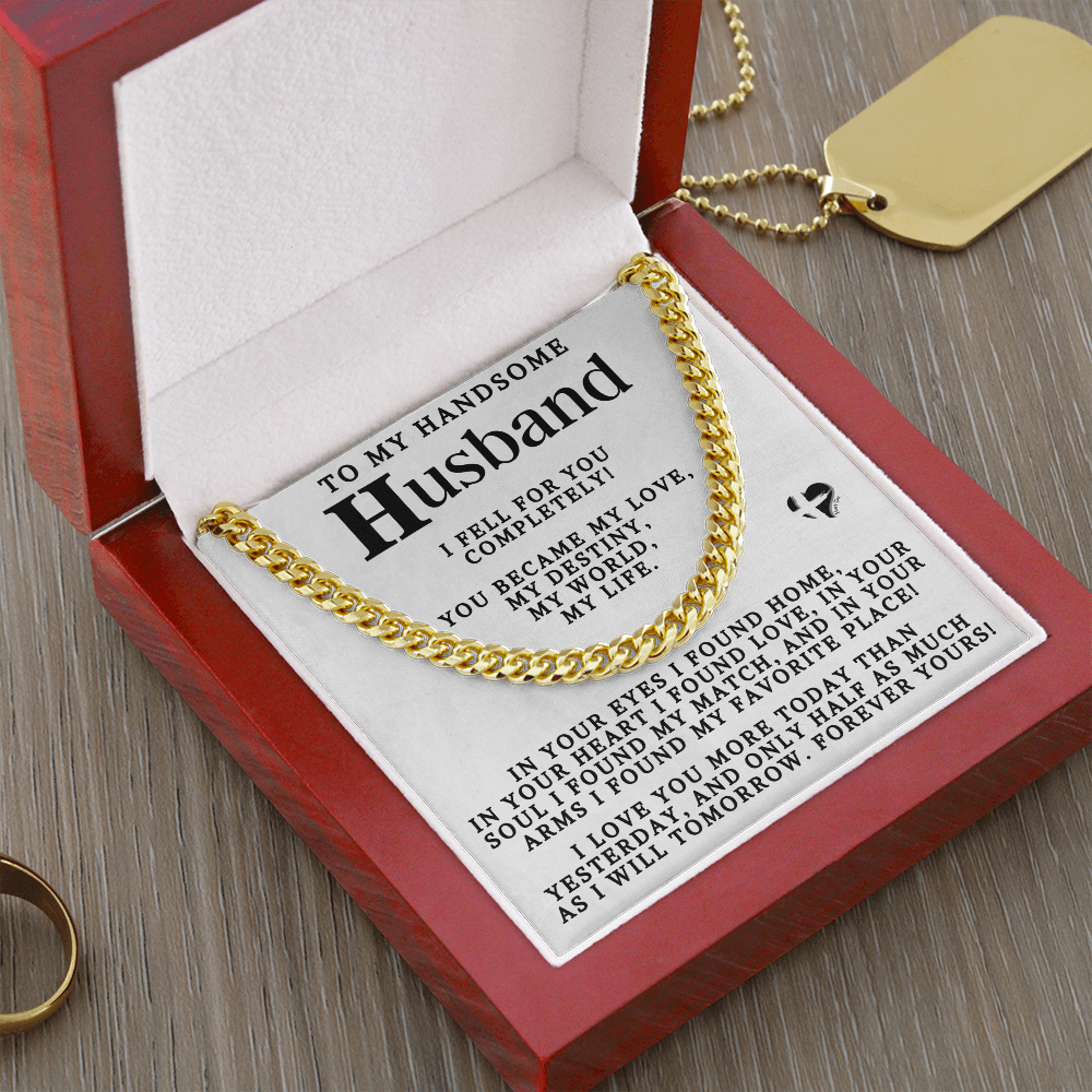 To Husband - My Love My Destiny My Life - Cuban Chain 80CCcMWte Jewelry Cuban Link Chain (14K Gold Over Stainless Steel) 