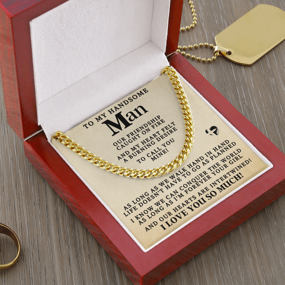 My Man Conquer The World Tan 76CCtan Cuban Chain Jewelry 