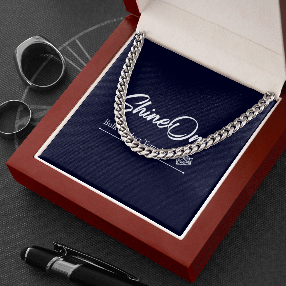 Men's Silver Cuban Link Chain Necklace In Luxury Light Up Box